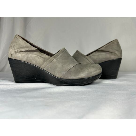 Dansko Rosaline Wedge Gray Leather Clog/Shoe size 37career business casual - Picture 5 of 9